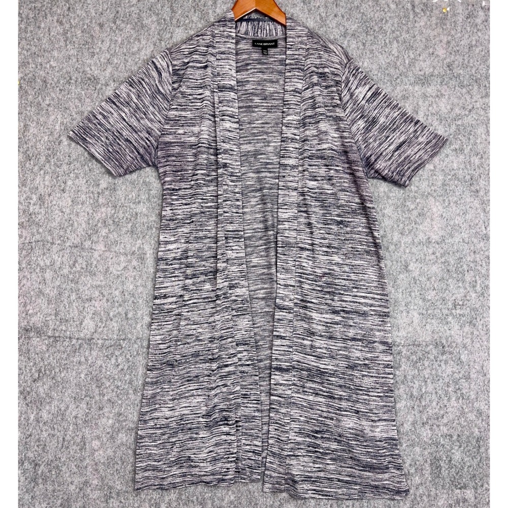 Lane‎ Bryant Knit Cardigan Women's 14/16 SS Navy Long Open Front Duster